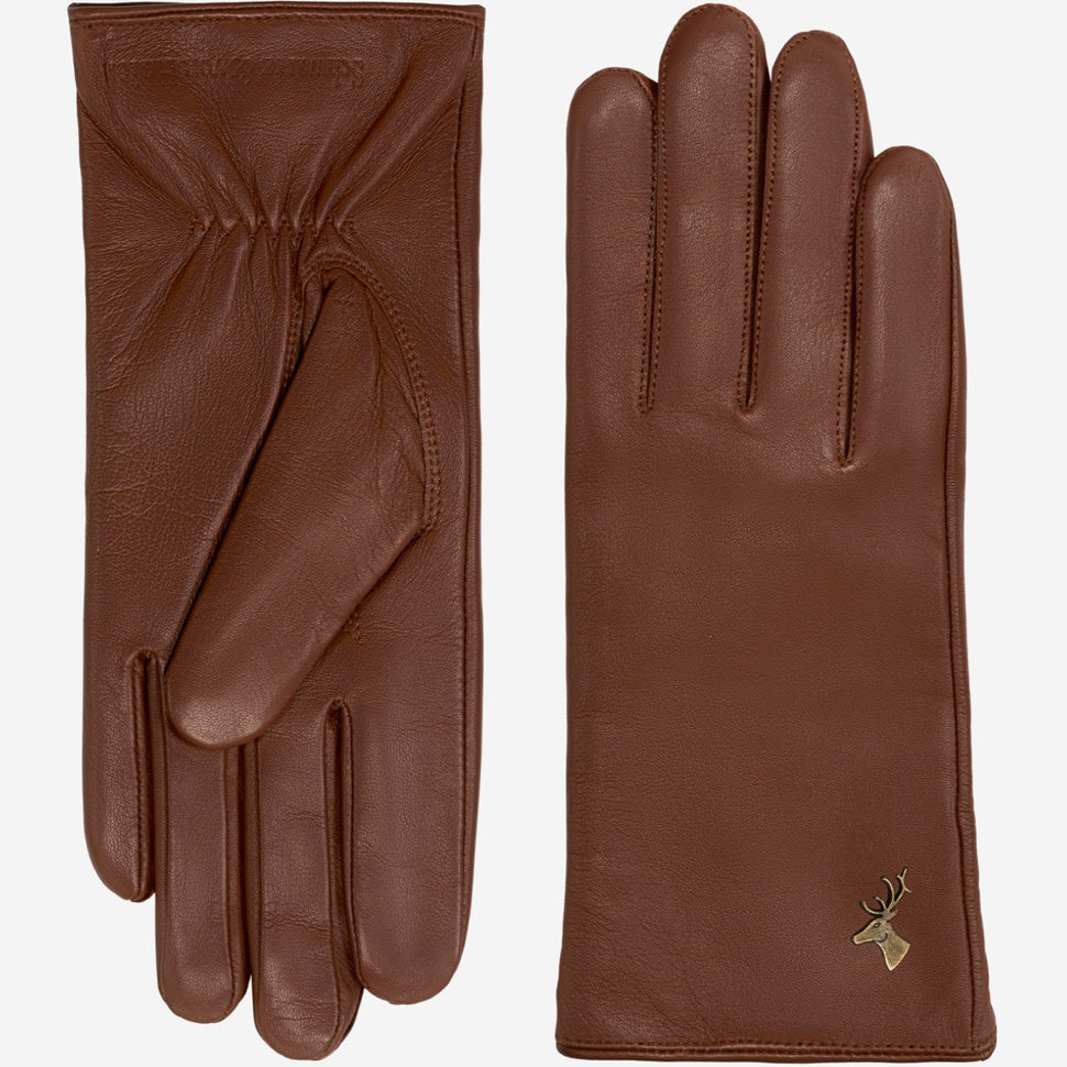 Ivy (brown) - sheepskin leather gloves with wool/cashmere lining & touchscreen feature - Schwartz & von Halen - UK - 2