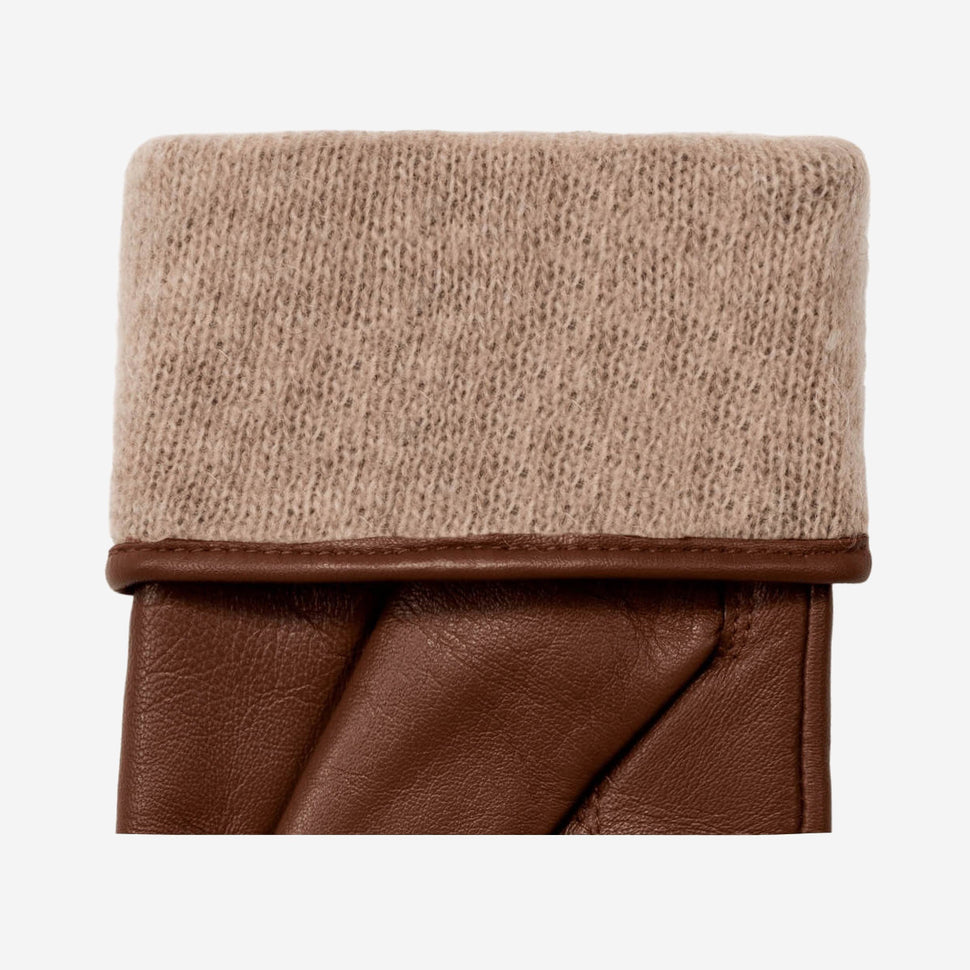 Ivy (brown) - sheepskin leather gloves with wool/cashmere lining & touchscreen feature - Schwartz & von Halen - UK - 3