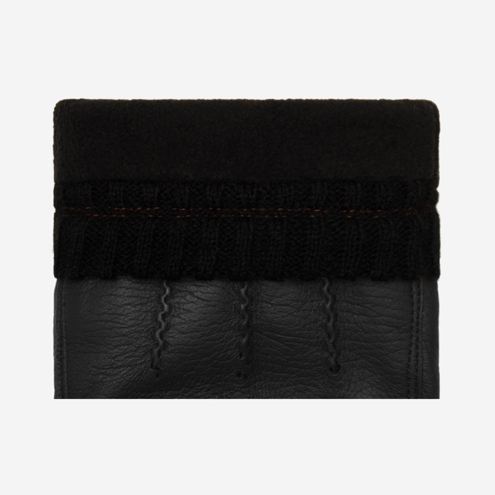William (black) - goatskin leather gloves with warm fleece lining and press-stud - Schwartz & von Halen - UK - 3
