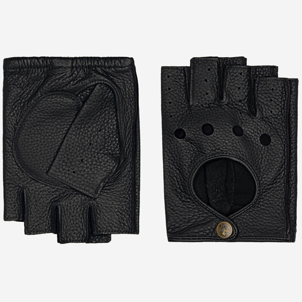 Zane (black) – luxurious fingerless driving gloves made of American deerskin leather - Schwartz & von Halen - UK - 2
