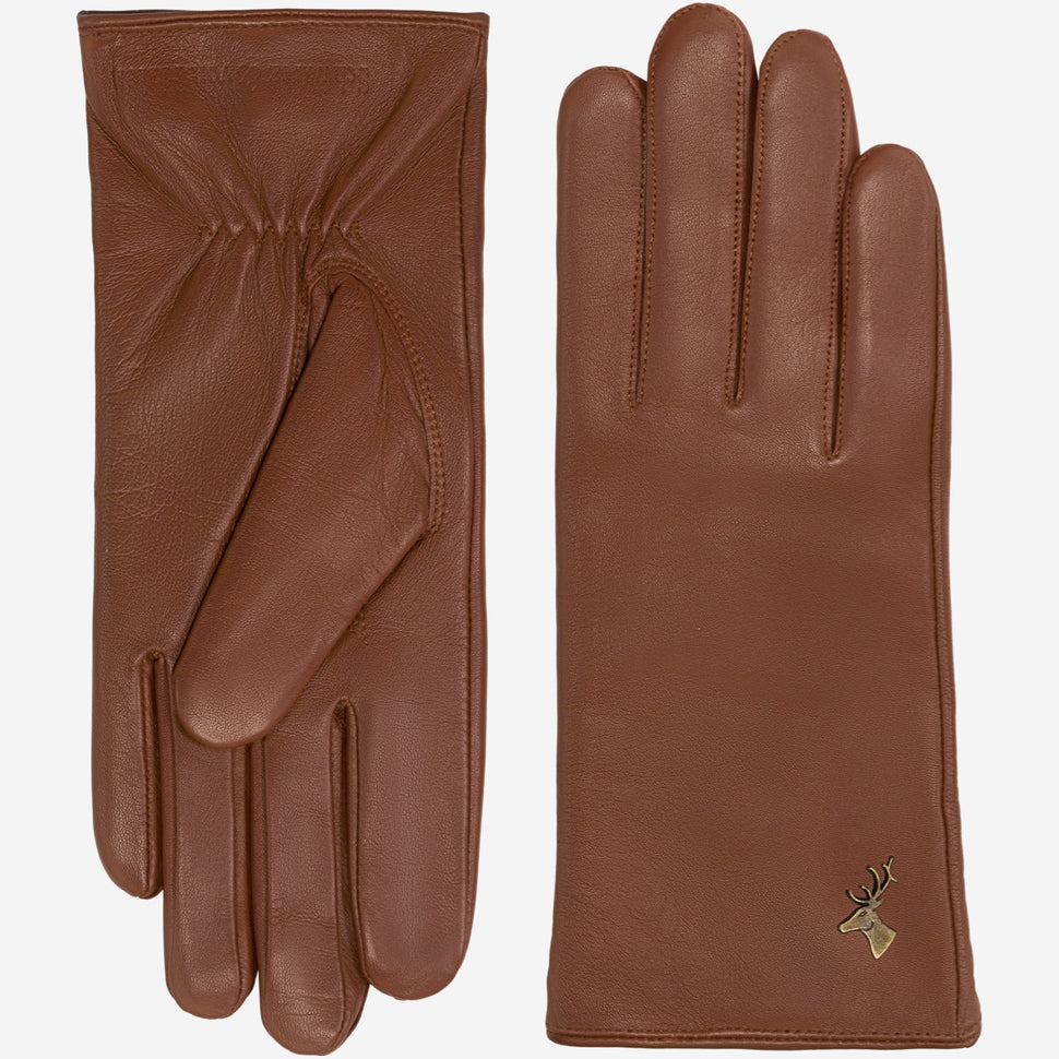 Ivy (cognac) - sheepskin leather gloves with wool/cashmere lining & touchscreen feature - Schwartz & von Halen - UK - 2