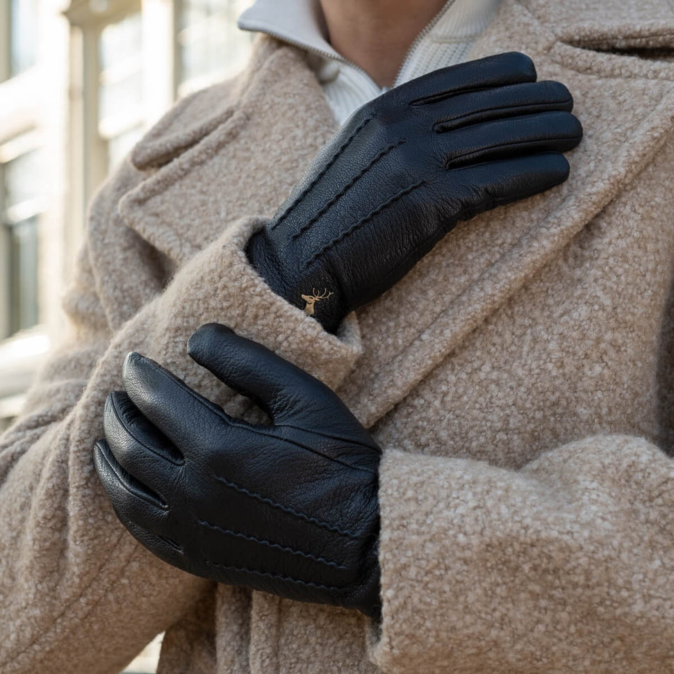 Hunter (black) – goatskin leather gloves with lambswool lining & touchscreen feature - Schwartz & von Halen - UK - 14