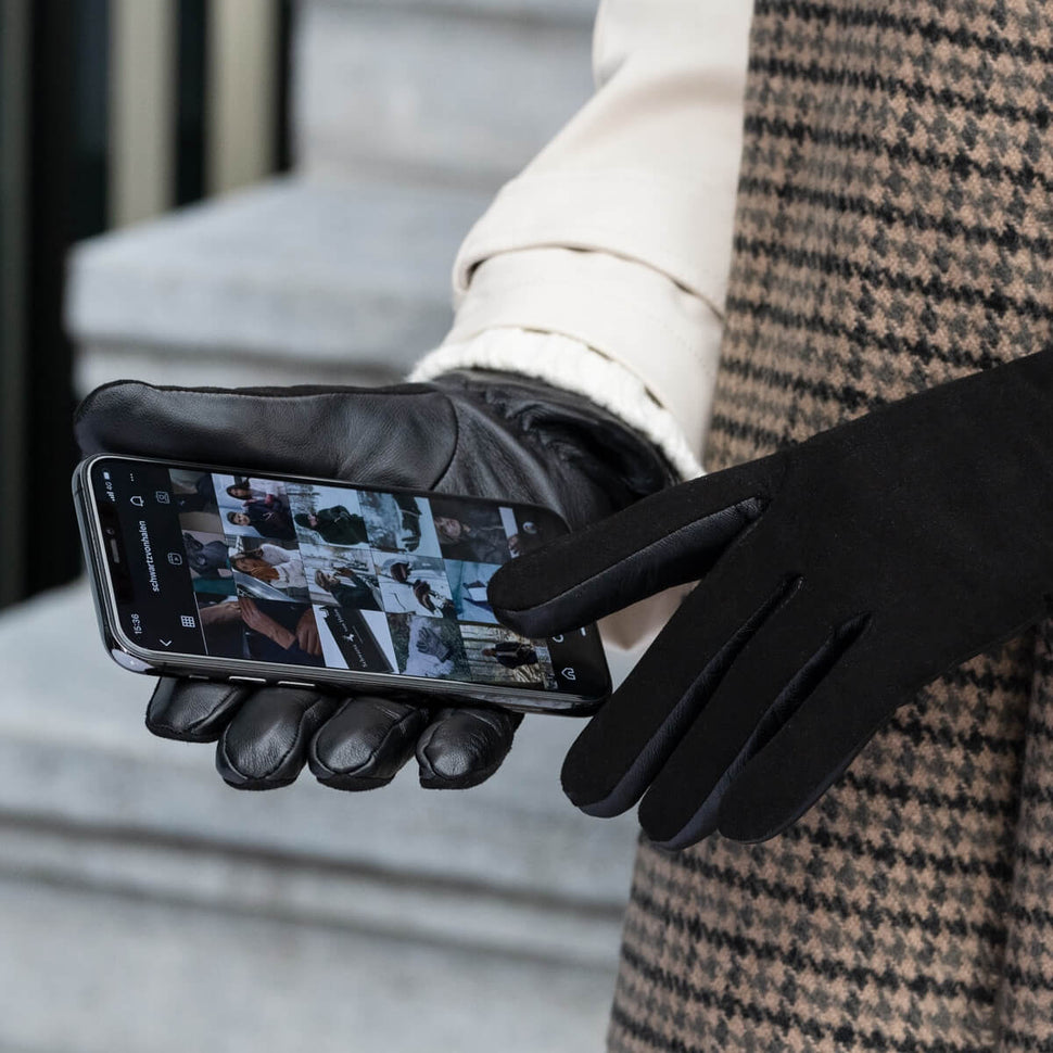 Nora - sheepskin leather gloves with faux fur lining & touchscreen feature - Schwartz & von Halen - UK - 6
