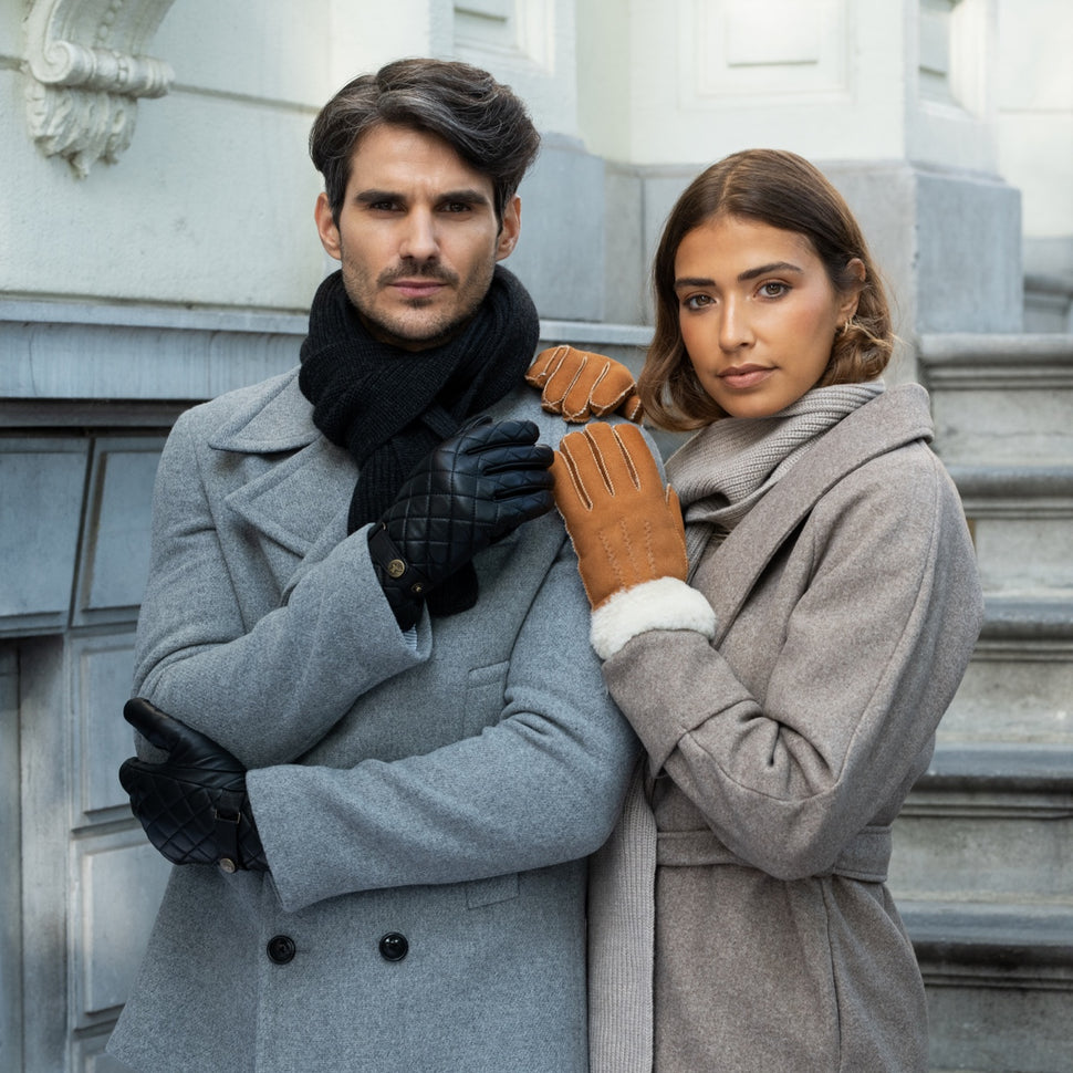 Smith (black) - sheepskin leather gloves with snap closure & touchscreen feature - Schwartz & von Halen - UK - 7