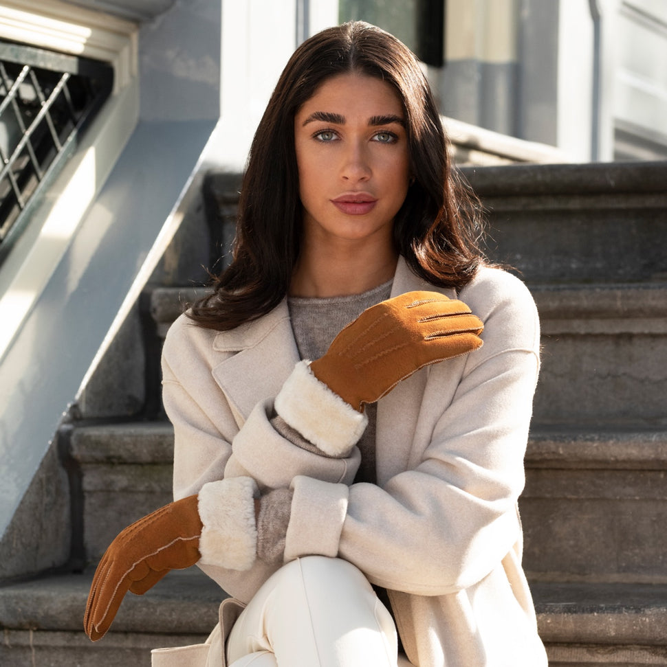 Giocante - suede leather gloves with luxurious sheep fur lining - Schwartz & von Halen - UK - 8