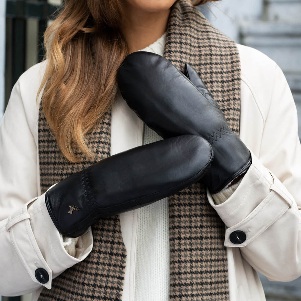 Mia – stylish leather mittens with luxurious lambswool lining & touchscreen feature - Schwartz & von Halen - UK - 7