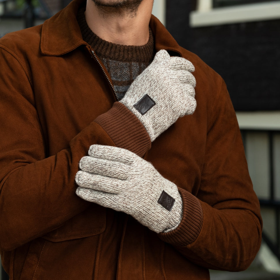 Hudson (light grey) - knitted gloves from Shetland wool with warm fleece lining - Schwartz & von Halen - UK - 11