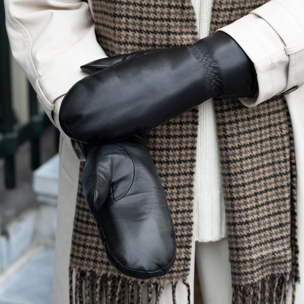 Mia – stylish leather mittens with luxurious lambswool lining & touchscreen feature - Schwartz & von Halen - UK - 8