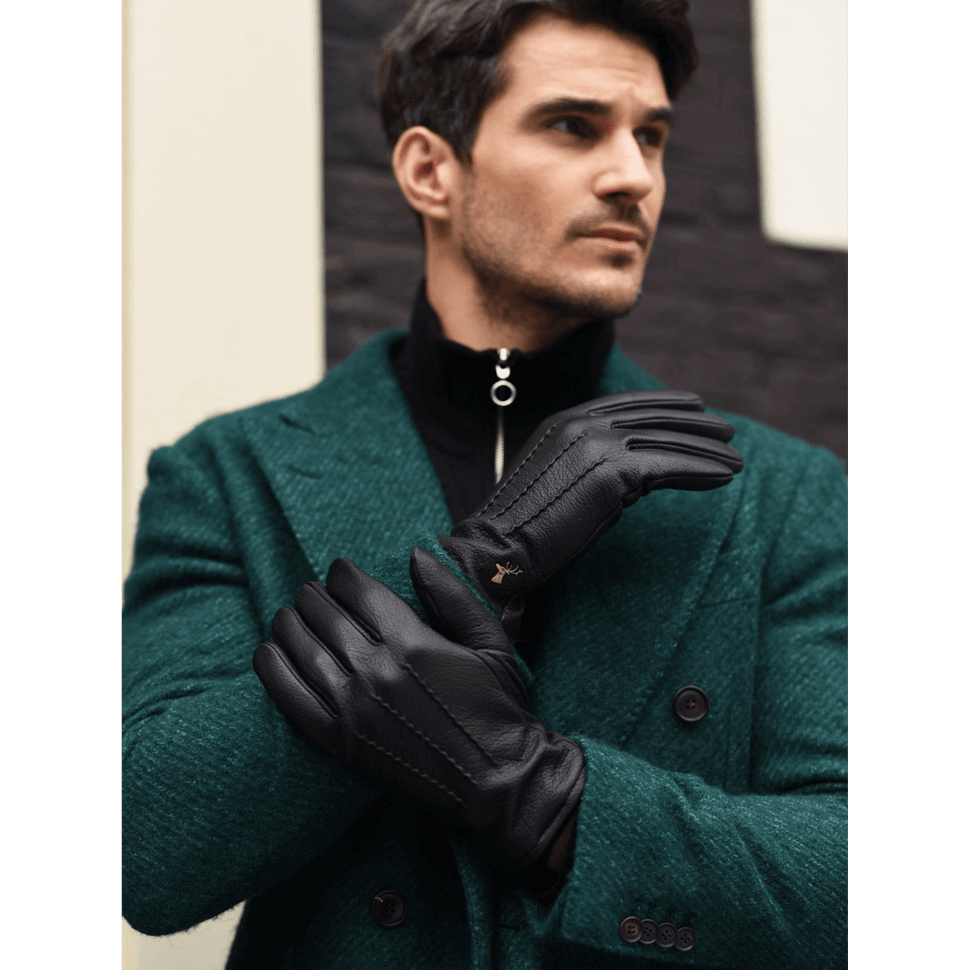 Harvey (black) - goatskin leather gloves with luxurious wool lining & touchscreen feature - Schwartz & von Halen - UK - 8
