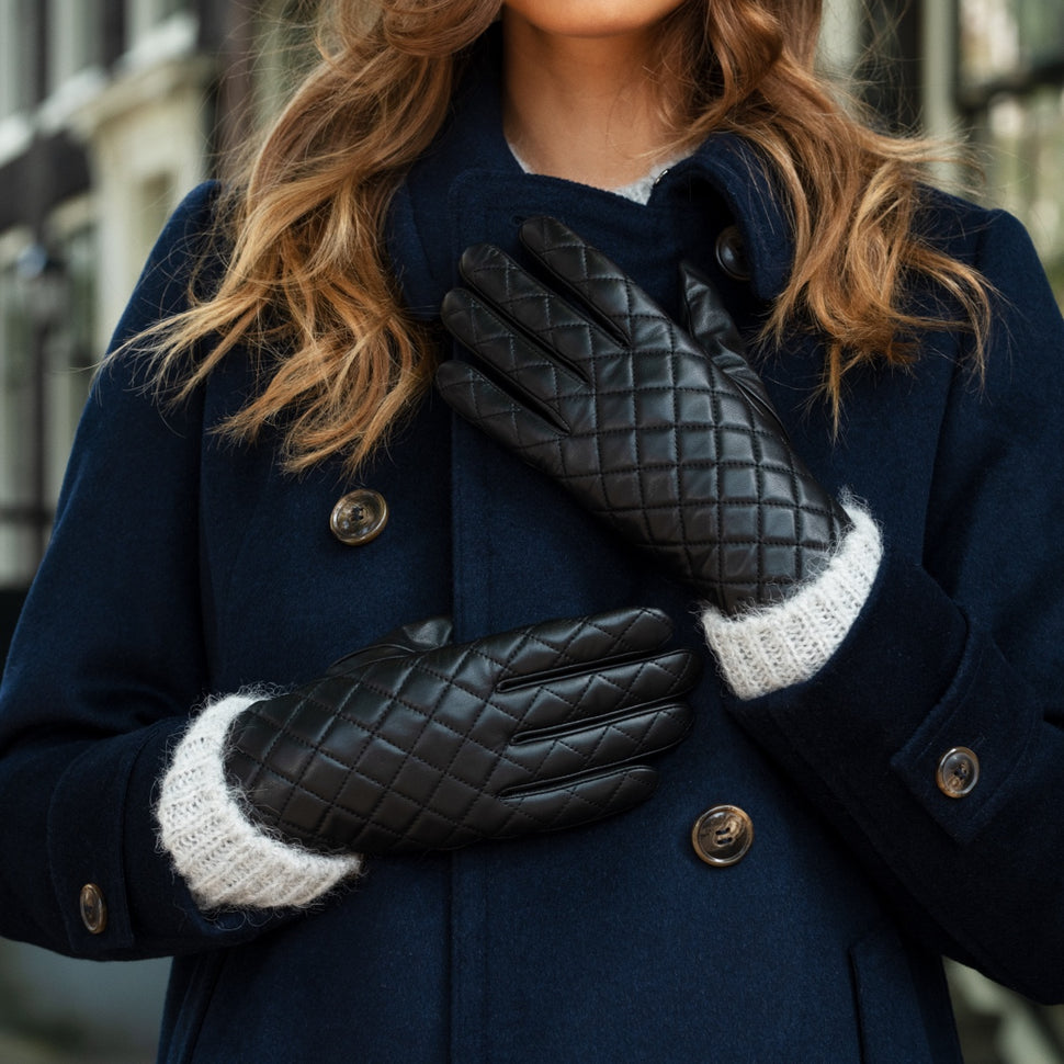 Kira (black) - sheepskin leather gloves with wool/cashmere lining & touchscreen feature - Schwartz & von Halen - UK - 9