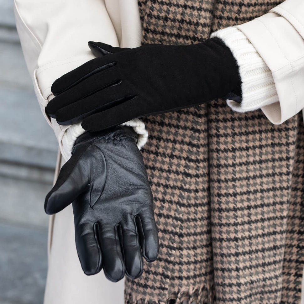 Nora - sheepskin leather gloves with faux fur lining & touchscreen feature - Schwartz & von Halen - UK - 10