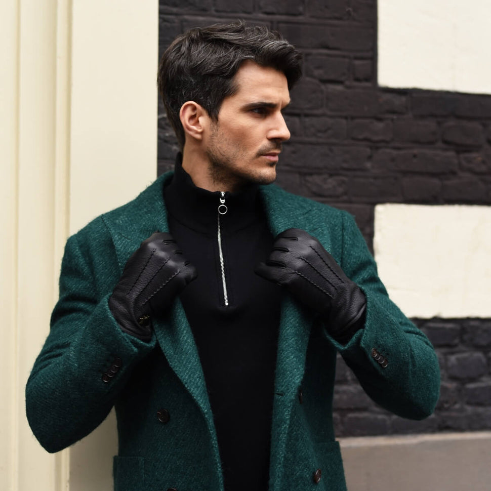 Harvey (black) - goatskin leather gloves with luxurious wool lining & touchscreen feature - Schwartz & von Halen - UK - 11