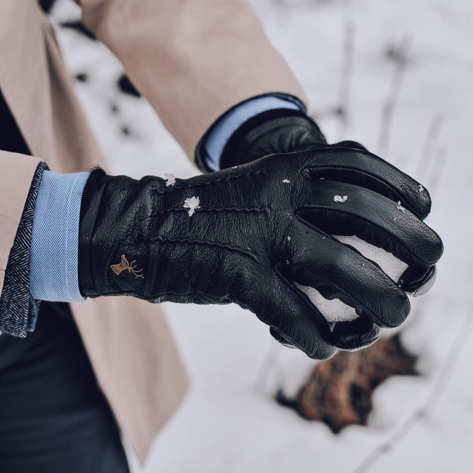Harvey (black) - goatskin leather gloves with luxurious wool lining & touchscreen feature - Schwartz & von Halen - UK - 10