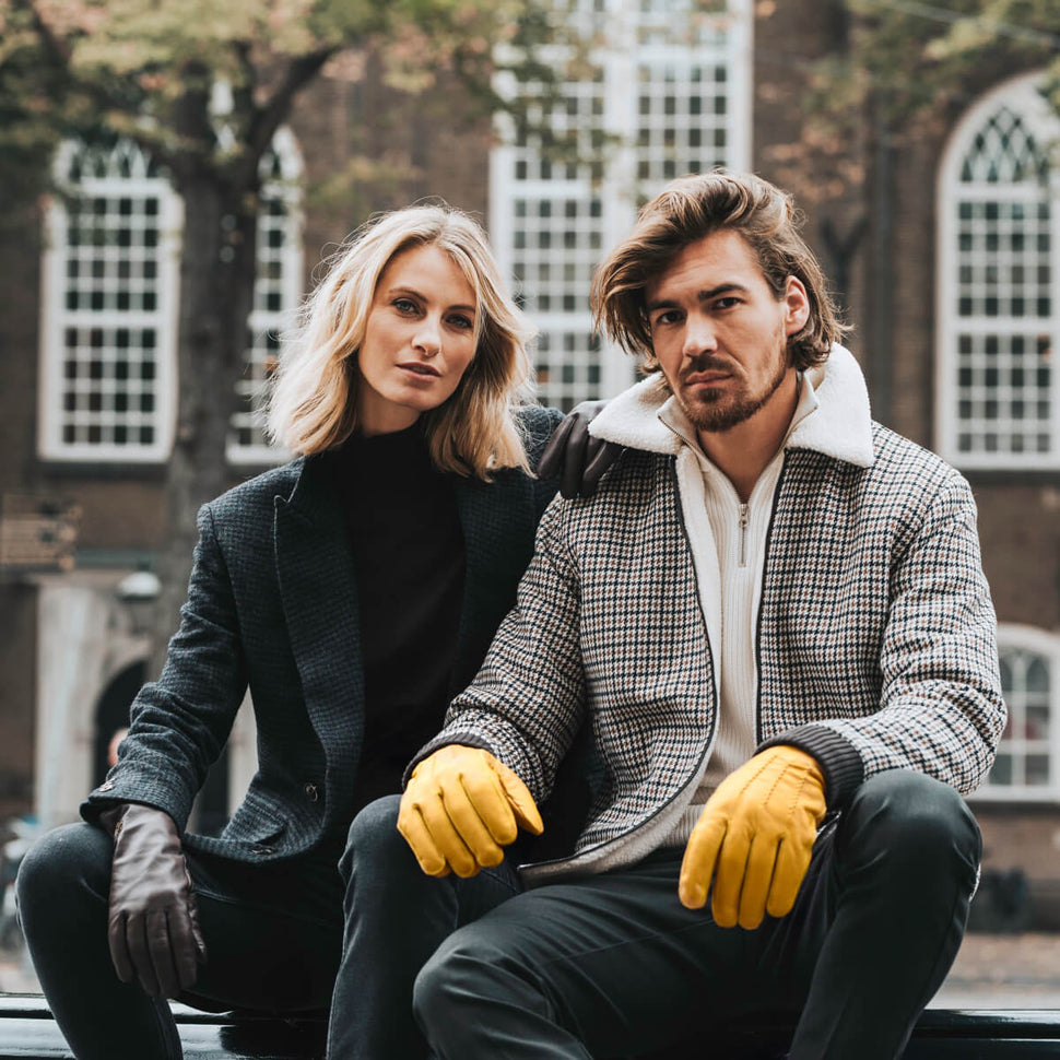 William (yellow) - goatskin leather gloves with warm fleece lining and press-stud - Schwartz & von Halen - UK - 6