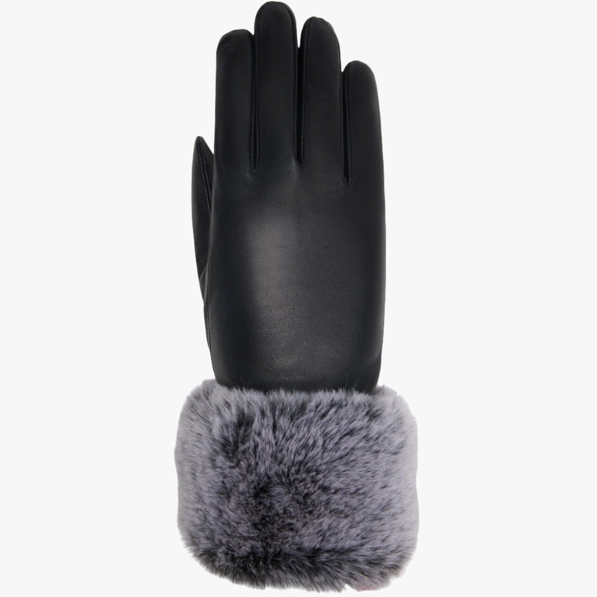 Black Leather Gloves Faux Fur Cuff Touchscreen Schwartz & von Halen®