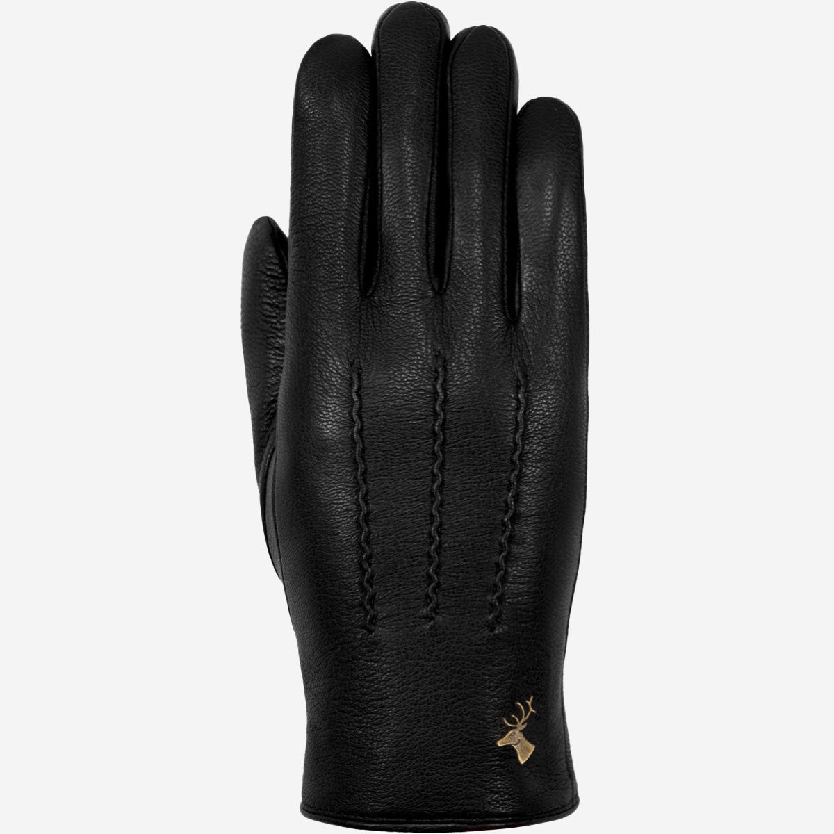 Women's Black Leather Gloves - Touchscreen - Lambswool Lining