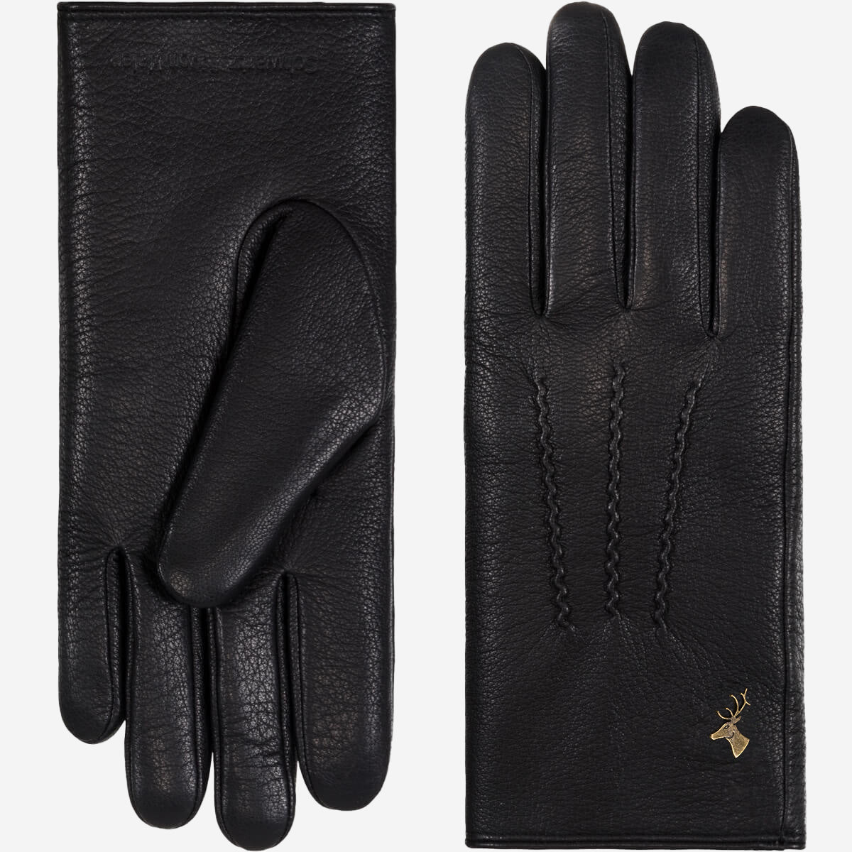 Alessandra (black) - goatskin leather gloves with lambswool lining & touchscreen feature- Schwartz & von Halen - UK - 2