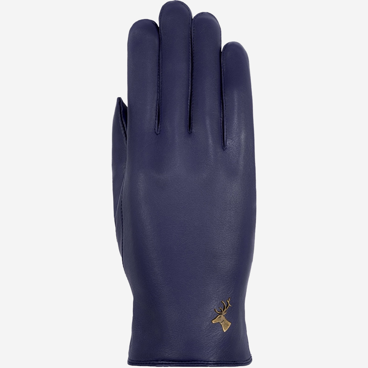 Leather Gloves Navy Blue - Touchscreen - Cashmere Lining