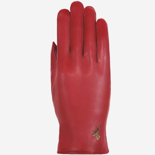 Ivy (red) – Sheepskin leather gloves with wool/cashmere lining & touchscreen feature