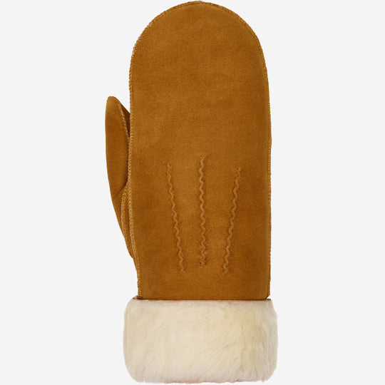 Beauvoire (camel) - Suede mittens with luxurious sheep fur lining