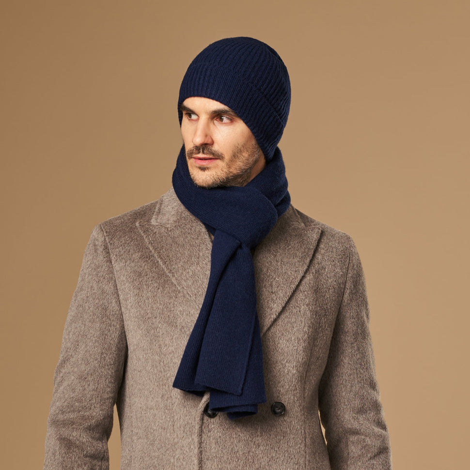 Charlie (navy blue) - premium scarf made of soft Merino wool (unisex) - Schwartz & von Halen - EU - 2