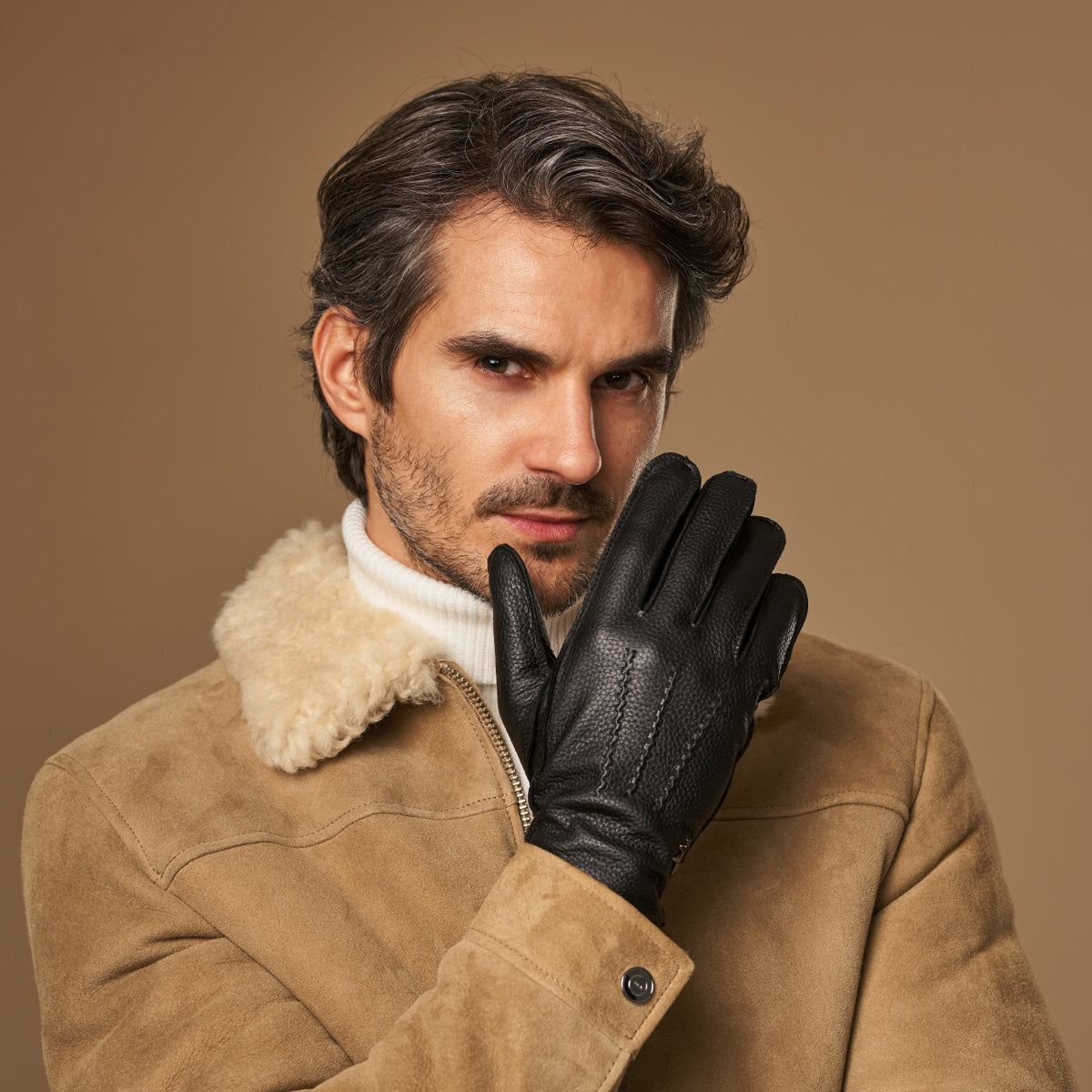 Charles – luxurious American deerskin leather gloves with warm cashmere lining- Schwartz & von Halen - UK - 8