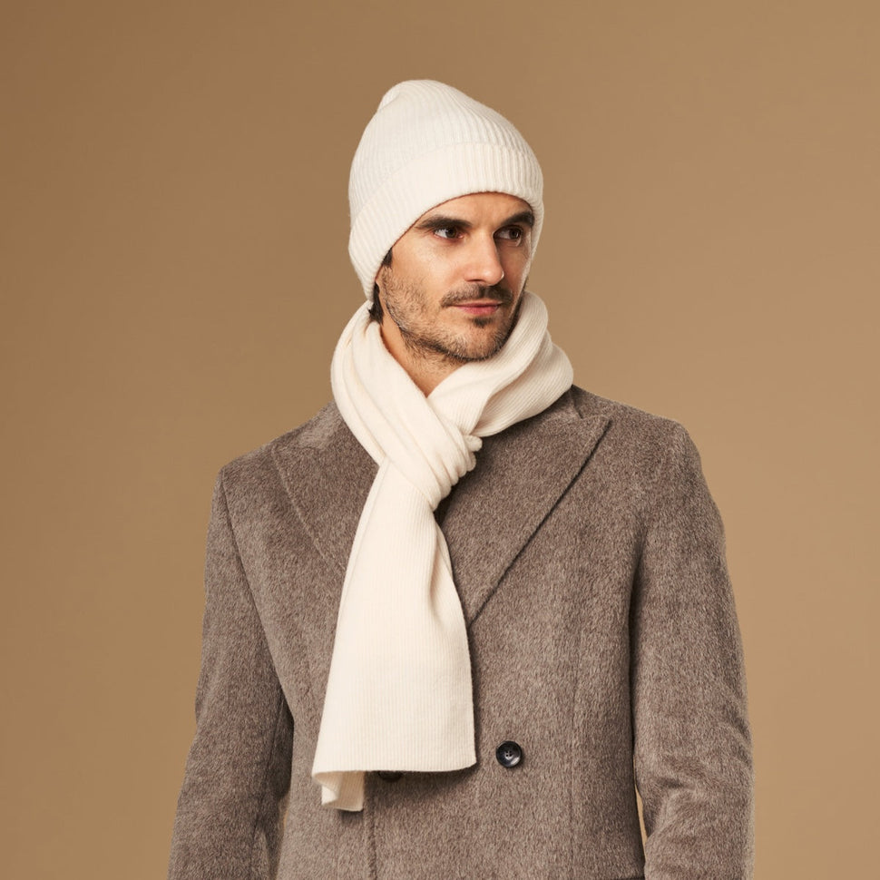 Charlie (cream) - premium scarf made of soft Merino wool (unisex) - Schwartz & von Halen - US - 2