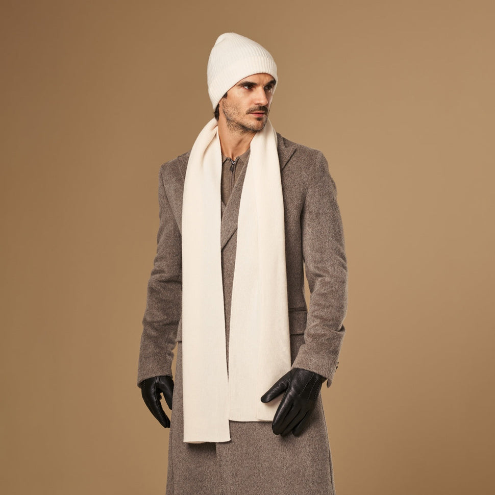 Charlie (cream) - premium scarf made of soft Merino wool (unisex) - Schwartz & von Halen - US - 4