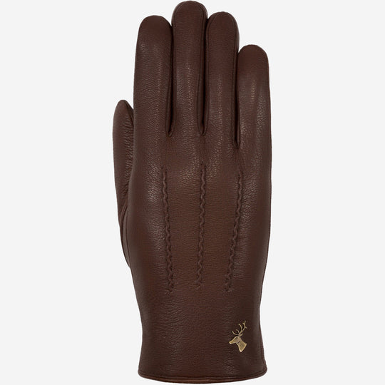 Alessandra (brown) - Goatskin leather gloves with lambswool lining & touchscreen feature