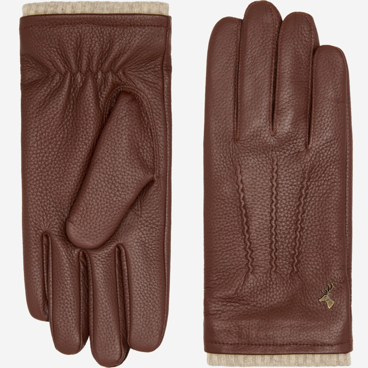 Columbus (brown) – luxurious deerskin (American deerskin) leather gloves with warm wool lining - Schwartz & von Halen - UK - 2