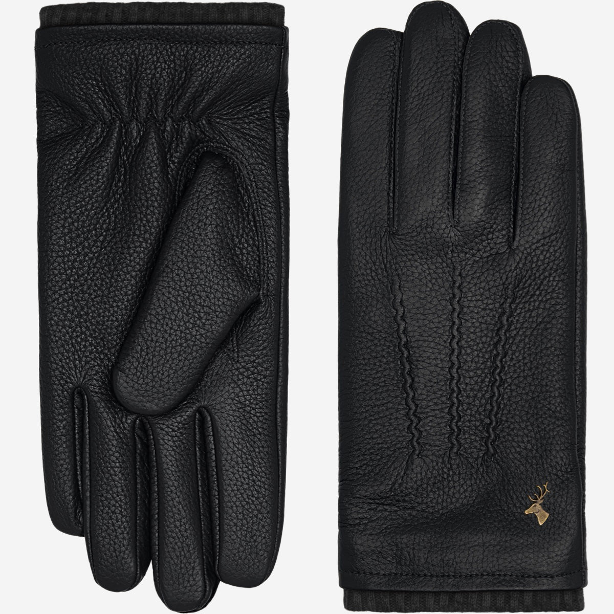 Columbus (black) – deerskin (American deerskin) leather gloves with warm wool lining - Schwartz & von Halen - UK - 2