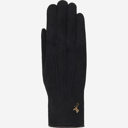 Elizabeth (black) - Suede leather gloves with warm faux fur lining