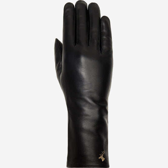 Emma (black) - Extra-long sheepskin leather gloves with luxurious cashmere lining & touchscreen feature