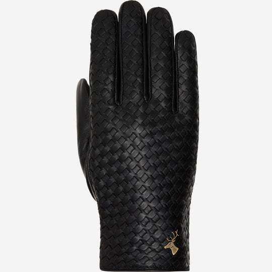 Frederick (black) - Basketweave pattern gloves with wool lining and touchscreen feature