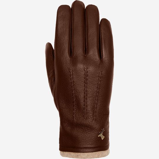 Harvey (brown) - Goatskin leather gloves with luxurious wool lining & touchscreen feature