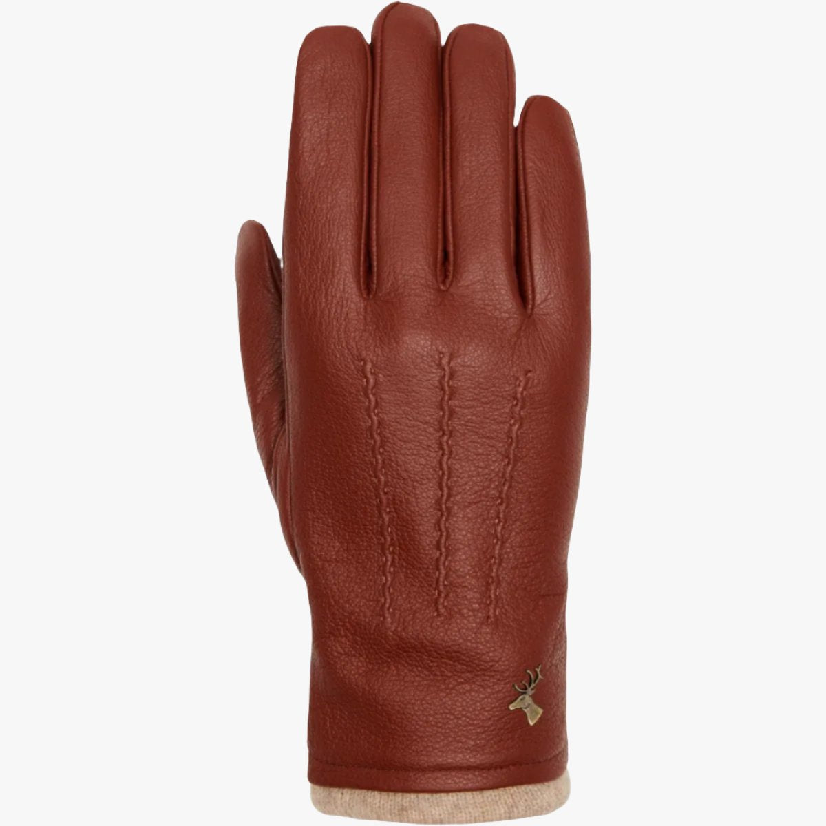 Cognac Leather Gloves Men Touchscreen Warm Lining Schwartz & von