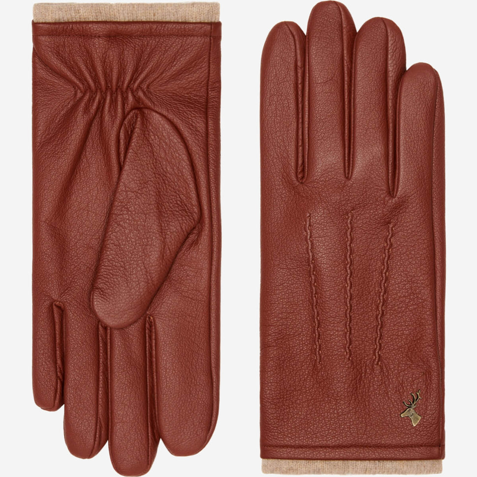 Harvey (cognac) - goatskin leather gloves with luxurious wool lining & touchscreen feature - Schwartz & von Halen - UK - 2