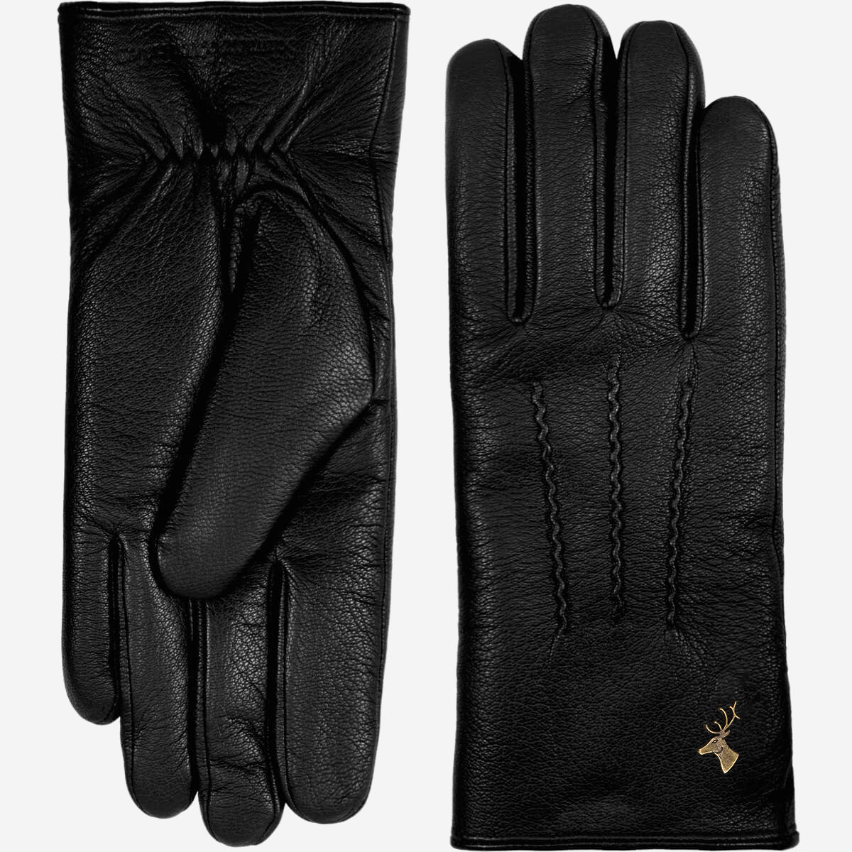 Black Leather Gloves - Touchscreen - Warm Lambswool Lining