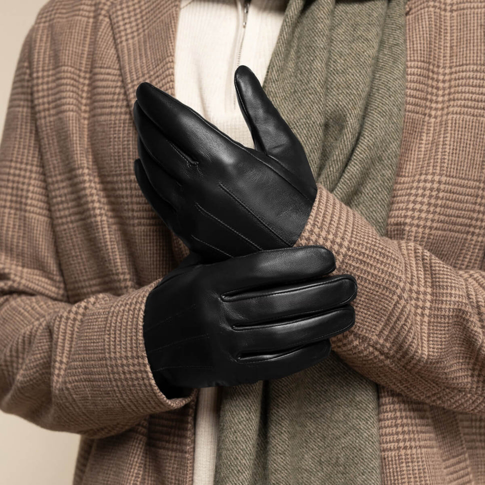 Jake (black) - sheepskin gloves with warm fleece lining & touchscreen feature - Schwartz & von Halen - UK - 7