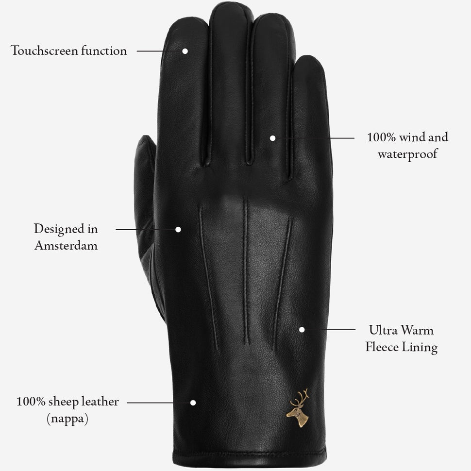 Jake (black) - sheepskin gloves with warm fleece lining & touchscreen feature - Schwartz & von Halen - UK - 12