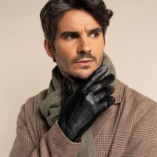 James (black) - Classic sheepskin leather gloves with luxurious cashmere lining & touchscreen feature