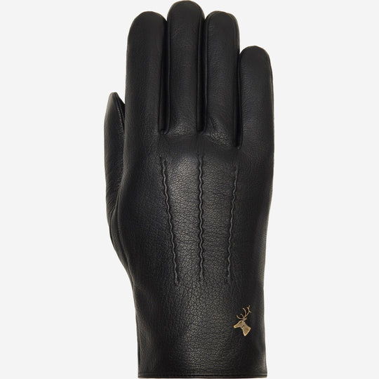 Jaxon (black) - Goatskin leather gloves with luxurious faux fur lining & touchscreen feature