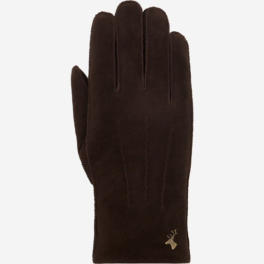 Josie (brown) - Suede goatskin leather gloves with luxurious shearling lining
