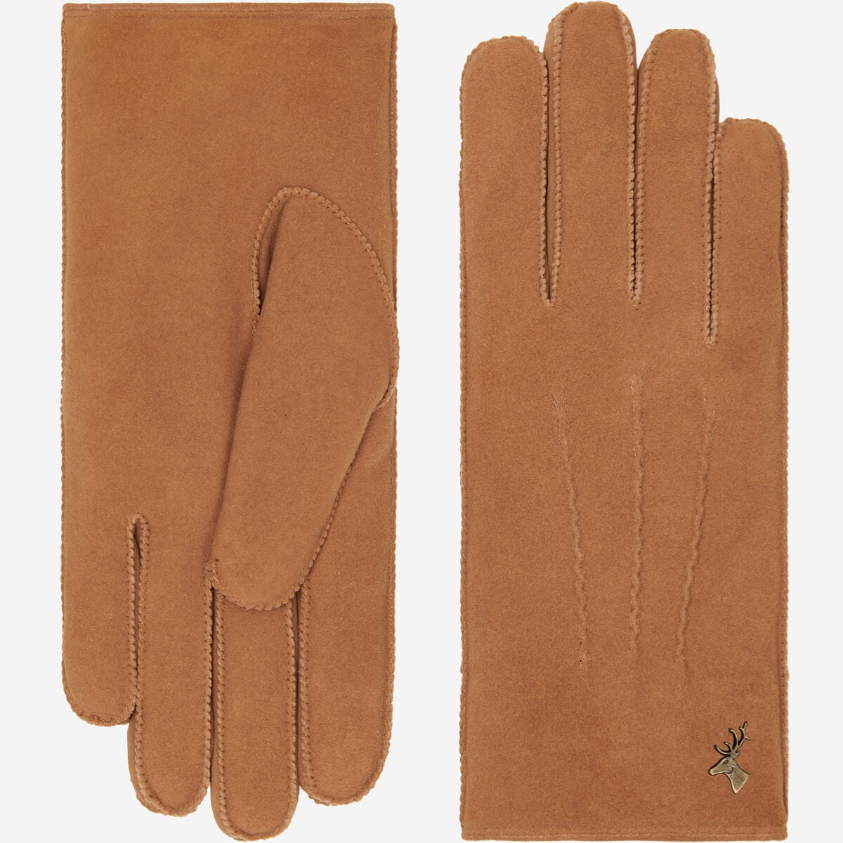 Camel Suede Leather Gloves Luxurious Shearling Lining Schwartz von Halen