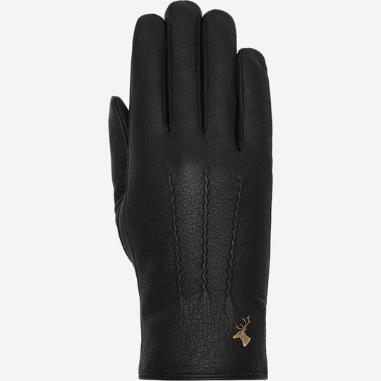 Julia (black) - Goatskin leather gloves with luxury faux fur lining & touchscreen feature