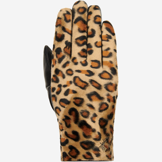 Leopard - Sheep leather gloves with warm fleece lining & touchscreen feature