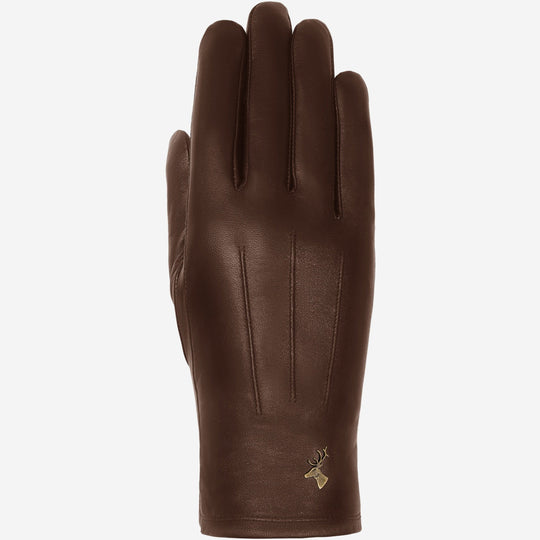 Lily (dark brown) - Sheepskin leather gloves with warm fleece lining & touchscreen feature