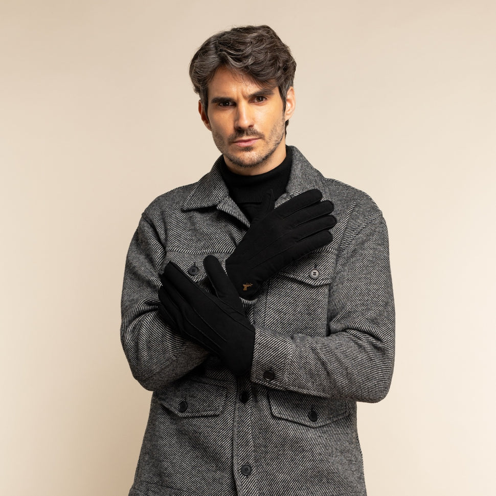 Matthew (black) - suede goatskin leather gloves with luxurious sheep fur lining - Schwartz & von Halen - UK - 5