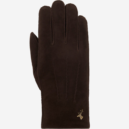 Matthew (brown) - Suede goatskin leather gloves with luxurious sheep fur lining