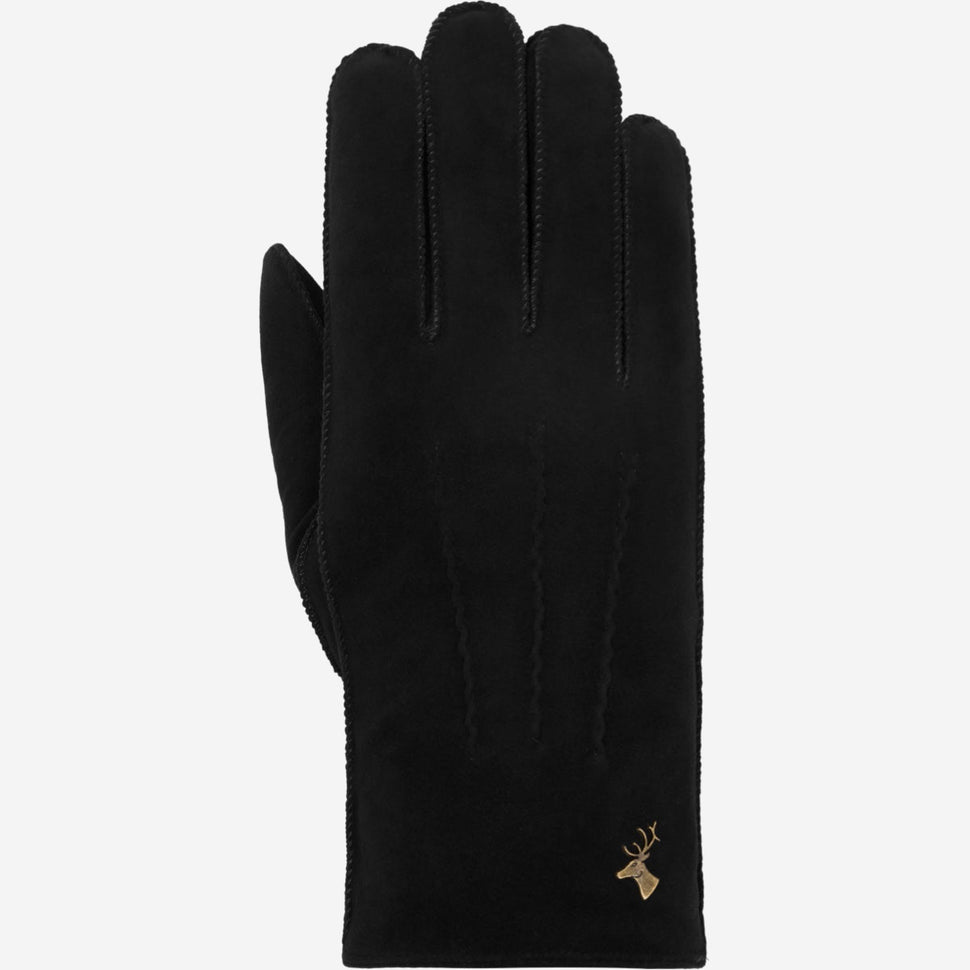 Matthew (black) - suede goatskin leather gloves with luxurious sheep fur lining - Schwartz & von Halen - UK - 1